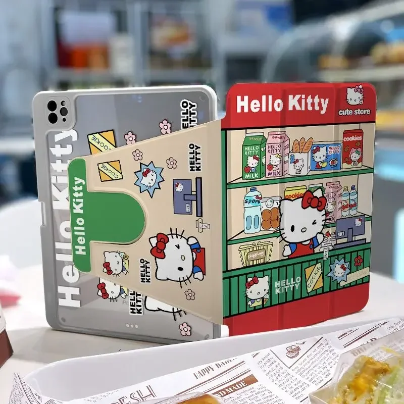 Miniso Cute Holle Kitty Rotate IPad 10 Case Cartoon 2022 IPad Pro 11 Inch Mini6 7th Anime Accessories Tablet Case Girl Gifts Toy