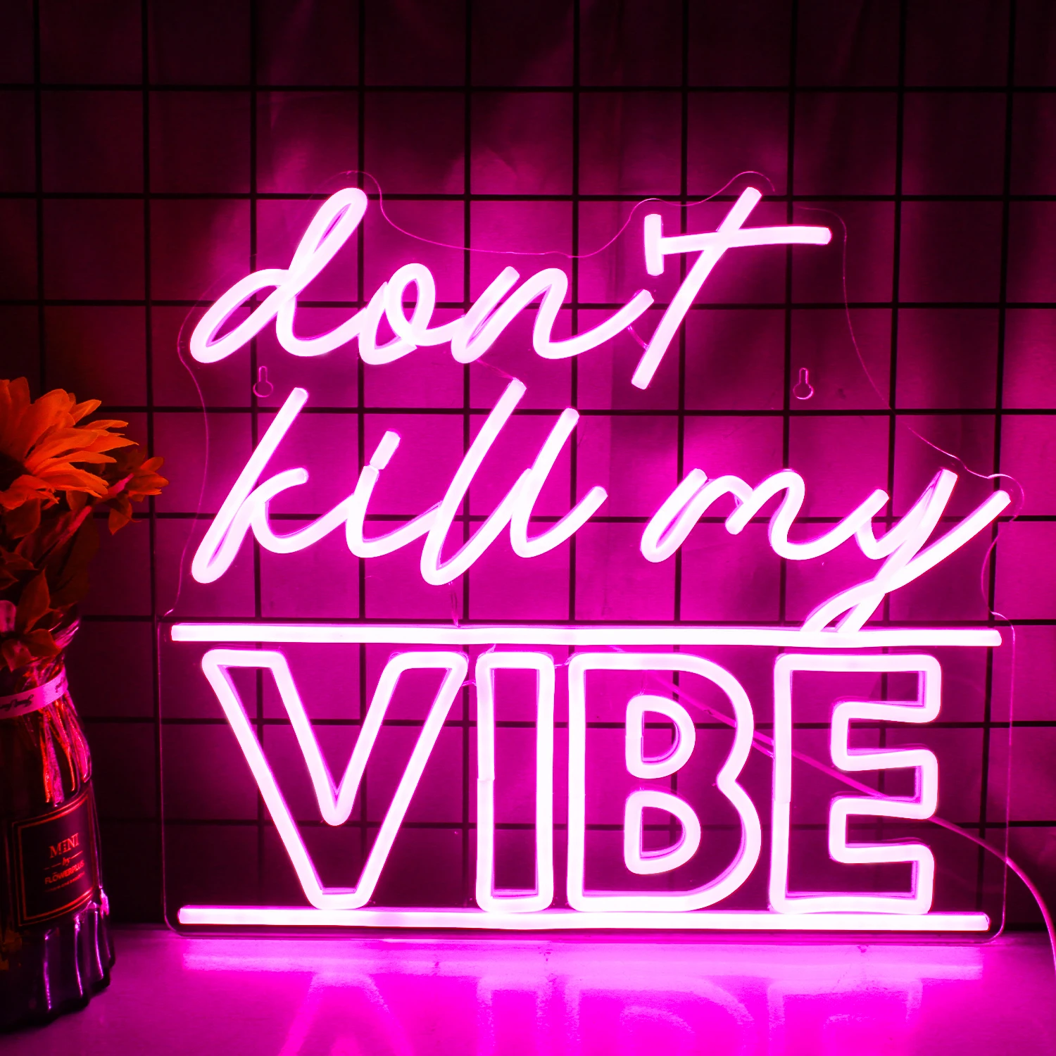 Wanxing Don't Kill My Vibe Neon Light LED Sign Personalised Decor Pinterest Preppy Teen Room Home Party Illuminated Wall Lamp