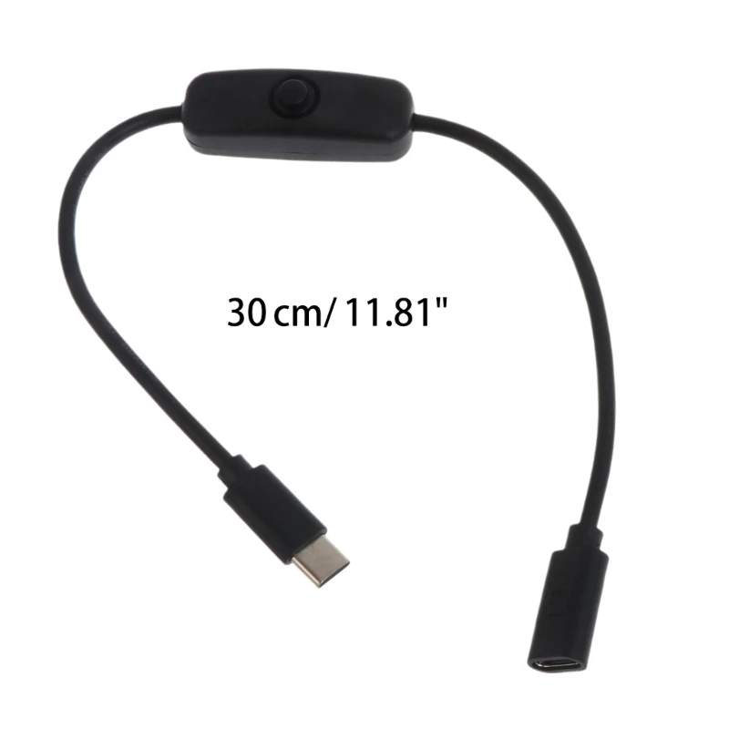 Power Switch Cable for  4B Power Supply, USB Type C Male to Type C Female Extension Cable with ON/Off Button