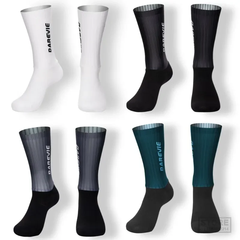 Darevie High Cycling Socks Aero Speed Sock Pro Sports dla mężczyzn Antypoślizgowa, oddychająca sportowa kontrola wilgoci