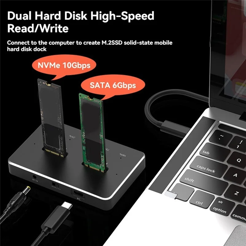 GW-M.2 SATA/Nvme Dual-Bay Festplatte Dockingstation Klon Offline Klon M.2 SSD Duplikator Datenübertragung USB3.1 US-Stecker