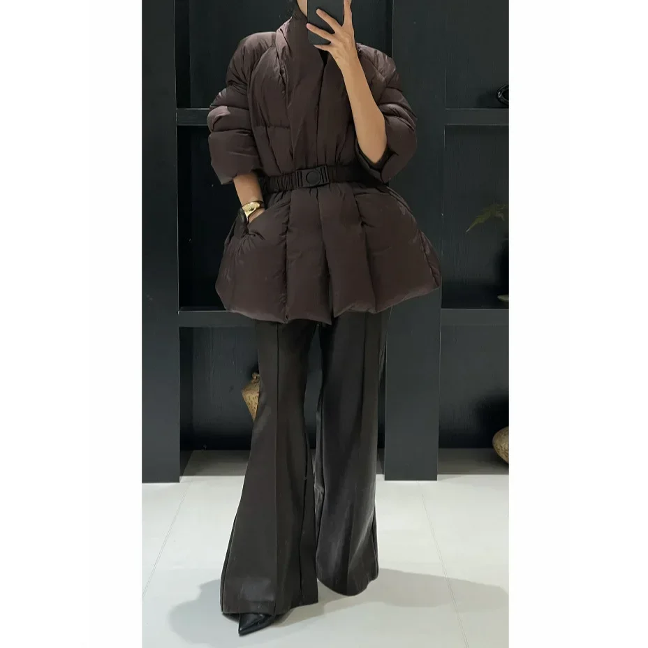 

Thickened Cotton Jacket Women's Korean Style Casual Versatile Bread Style Coat Trendy High Aesthetic Belted Outerwear