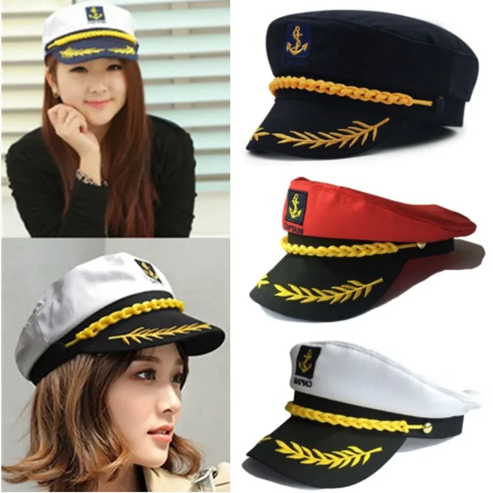 1PCS New Adult Yacht Military Captain Hats Adjustable Men Women Navy Marine Admiral Cap Costume Party Fancy Dress Accessories