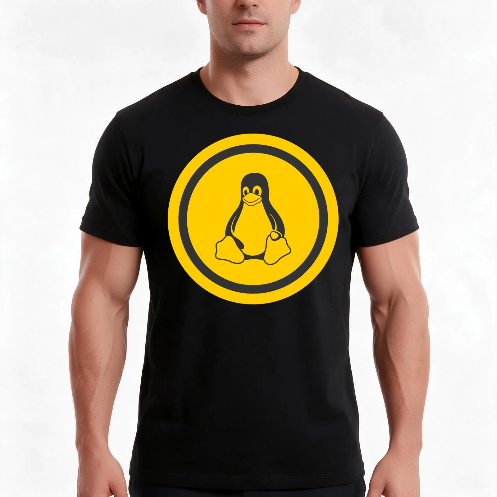 Tux - High Fidelity Sticker T-Shirt, Summer Casual Cotton Tee, Oversized Streetwear Tops, Vintage Graphic Print, 100% Cotton