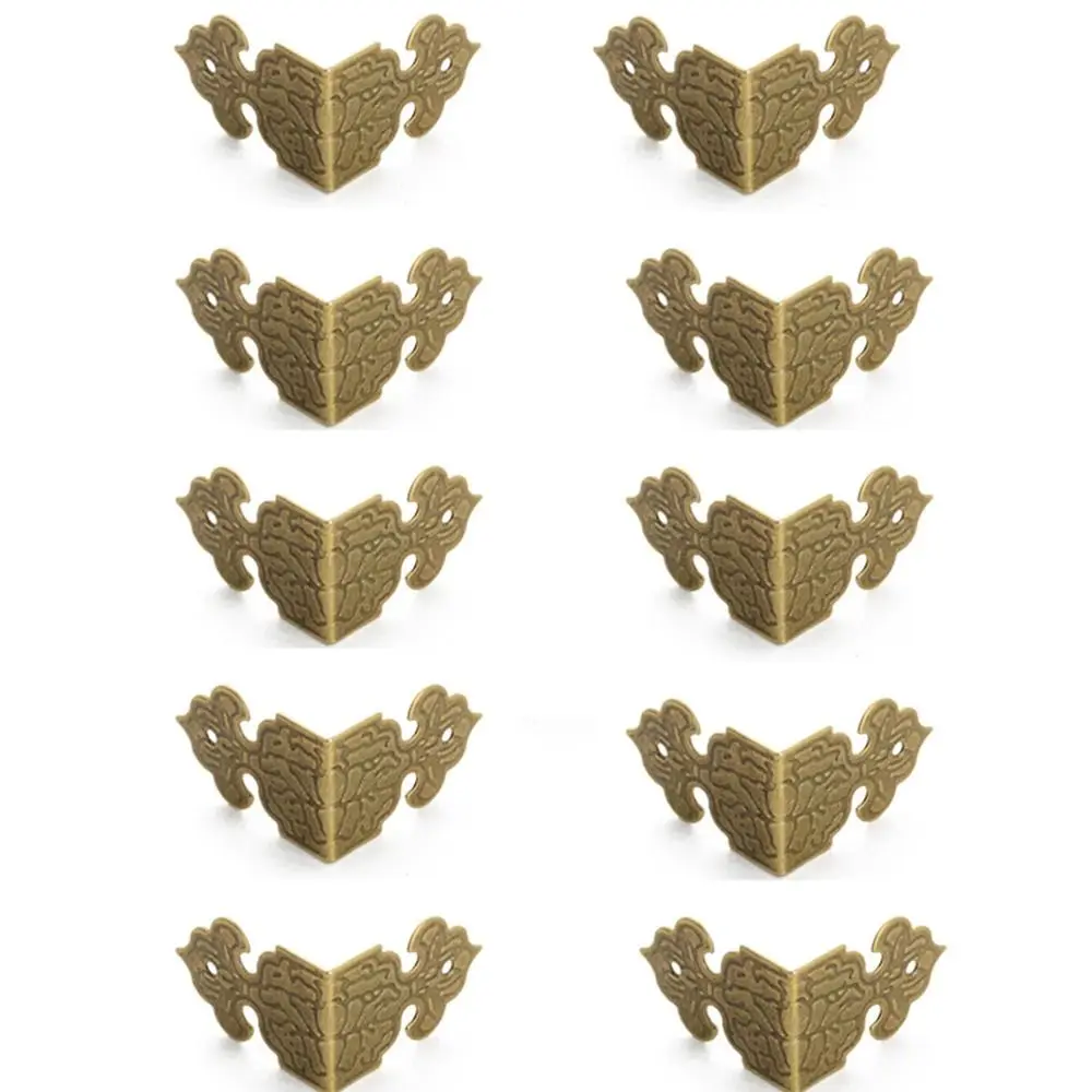 10Pcs Antique Bronze Table Desk Jewelry Box Decorative Furniture Fittings Corner Bracket Wooden Box Feet Corner Protector