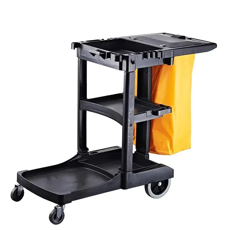 Multipurpose Commercial Wholesale PP Plastic Cleaning Cart Plastic Janitor Trolley for Hotel Hospital & Housekeeping Services