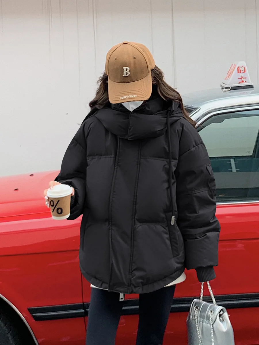 FL Damen-Winterjacke, warm, gepolstert, Mantel, 2026, neue Daunen-Baumwolle, mit Kapuze, solide, dicke Parka, wasserdicht, geschwollene, koreanische Mode im Freien