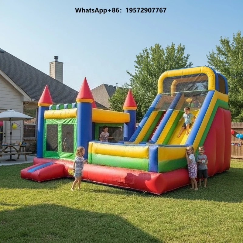 Commercial Inflatable Bouncy Castle with Wet Dry Slide Combo Moonwalk Jumping Castle Bounce House for Kids Adults