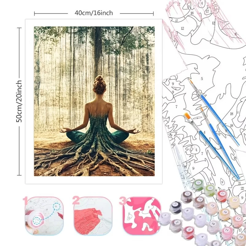 Paint By Numbers Forest Meditation Painting By Numbers on Canvas Coloring By Number for Adults Paint Digital Art Home Decor