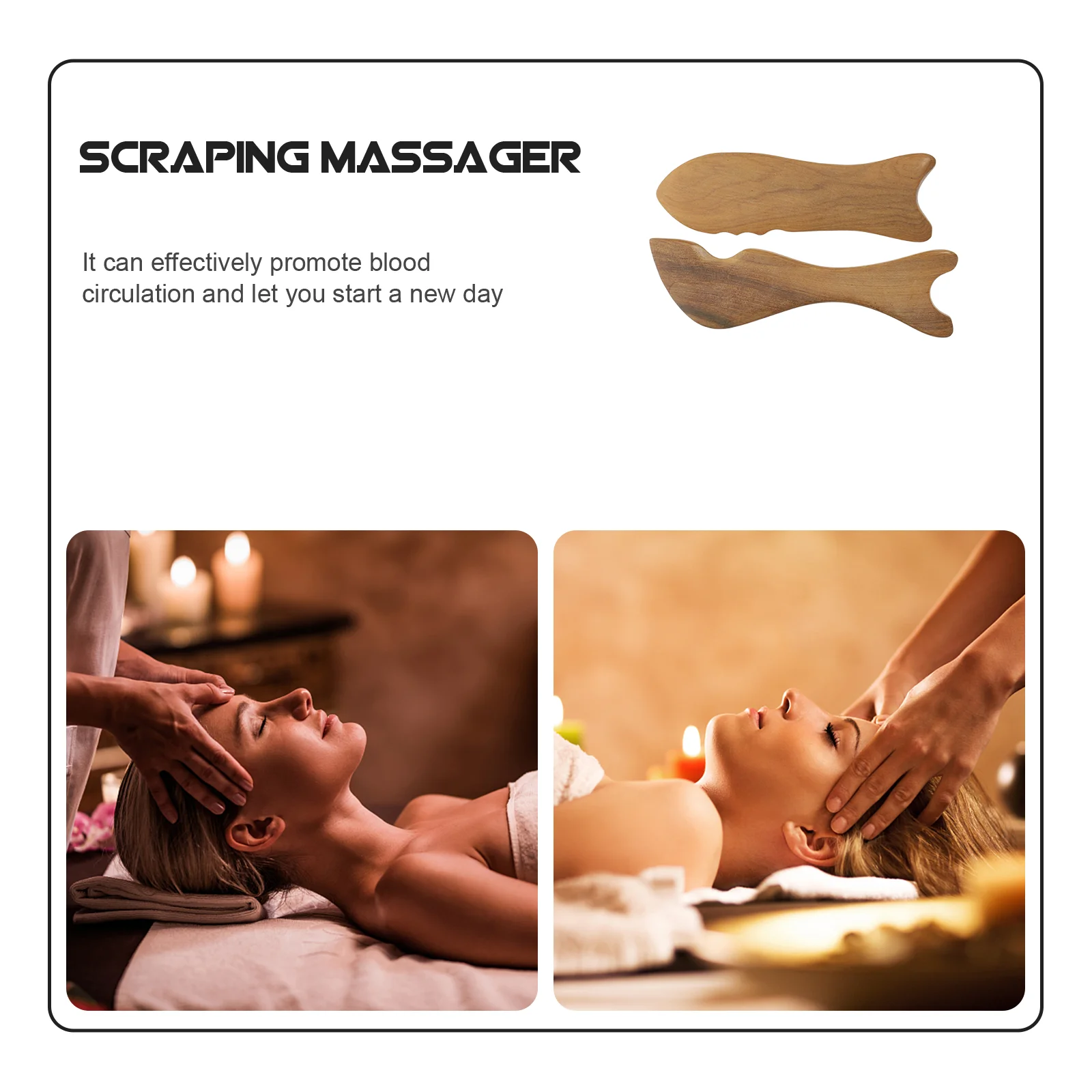 2-delig Gua Sha-massagebord Gezichtsmassageborden Sector Tool Houten krassen Schrapen van de huid