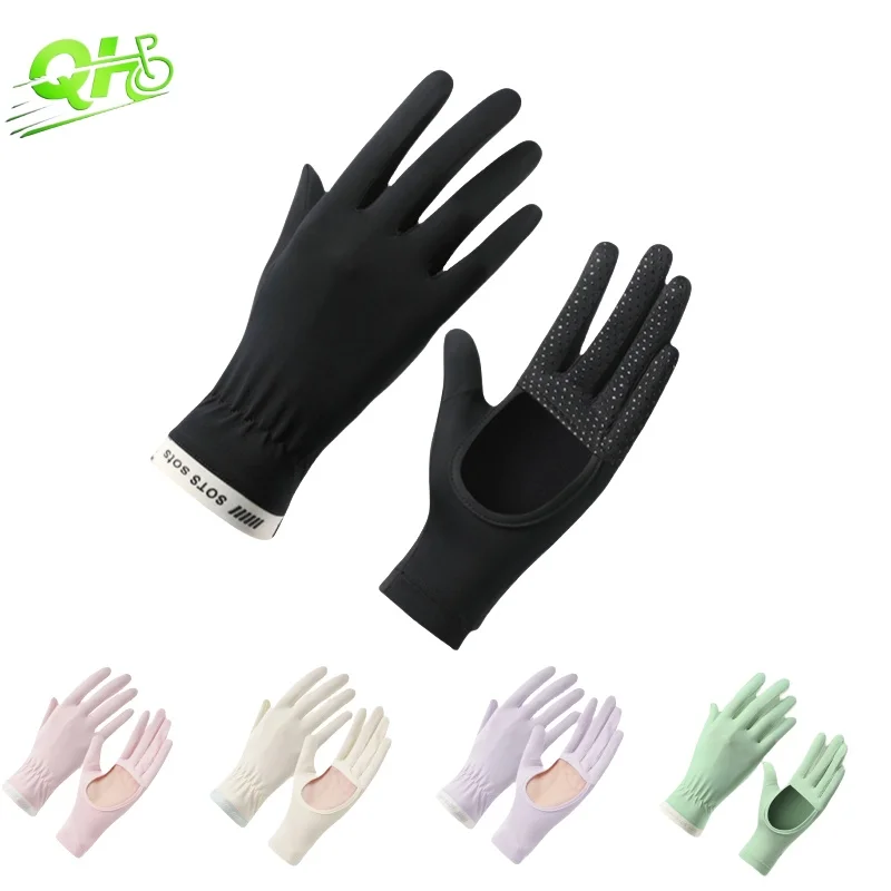 

Women Gloves Summer Cycling Driving Electric Scooter Sunscreen Black Hollow Out Palm Touchscreen Cool Summer Running Gloves