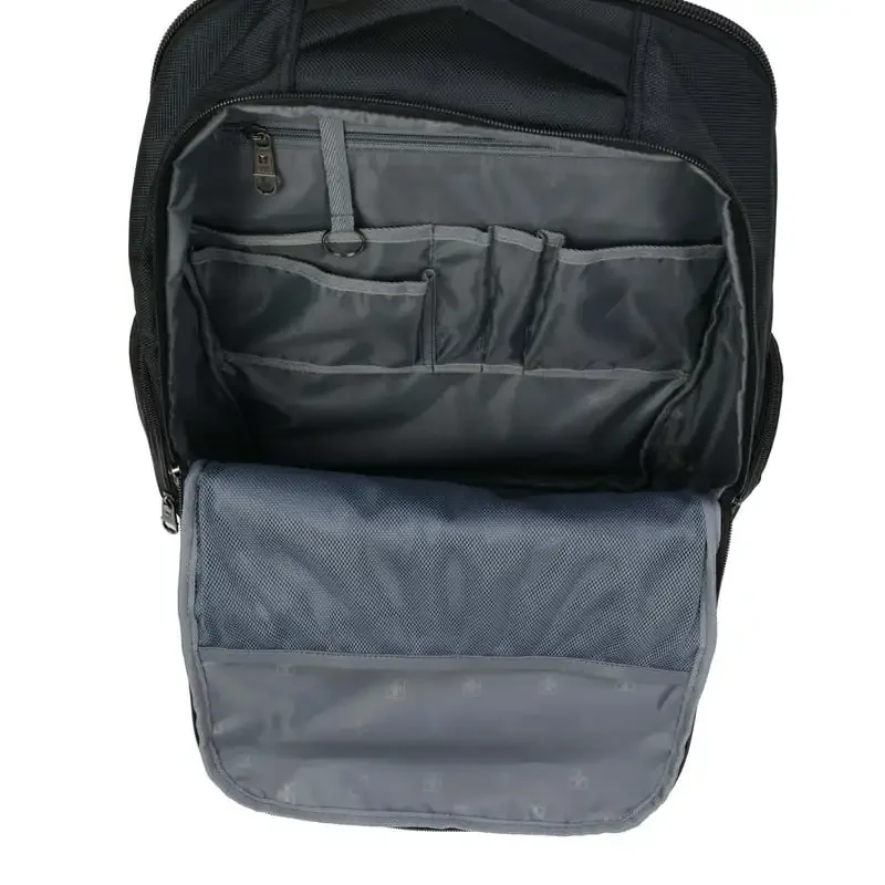 Mochila de Viagem Unisex com Bagagem Passthrough Sleeve, Preto, Novo