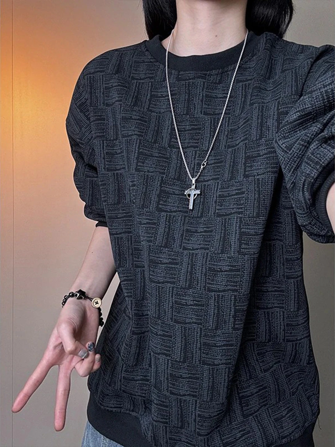 

Мужской свитшот Cleanfit American Knitted с длинным рукавом и круглым вырезом, весна-осень, унисекс, мягкий, комфортный, не скатывается, теплый