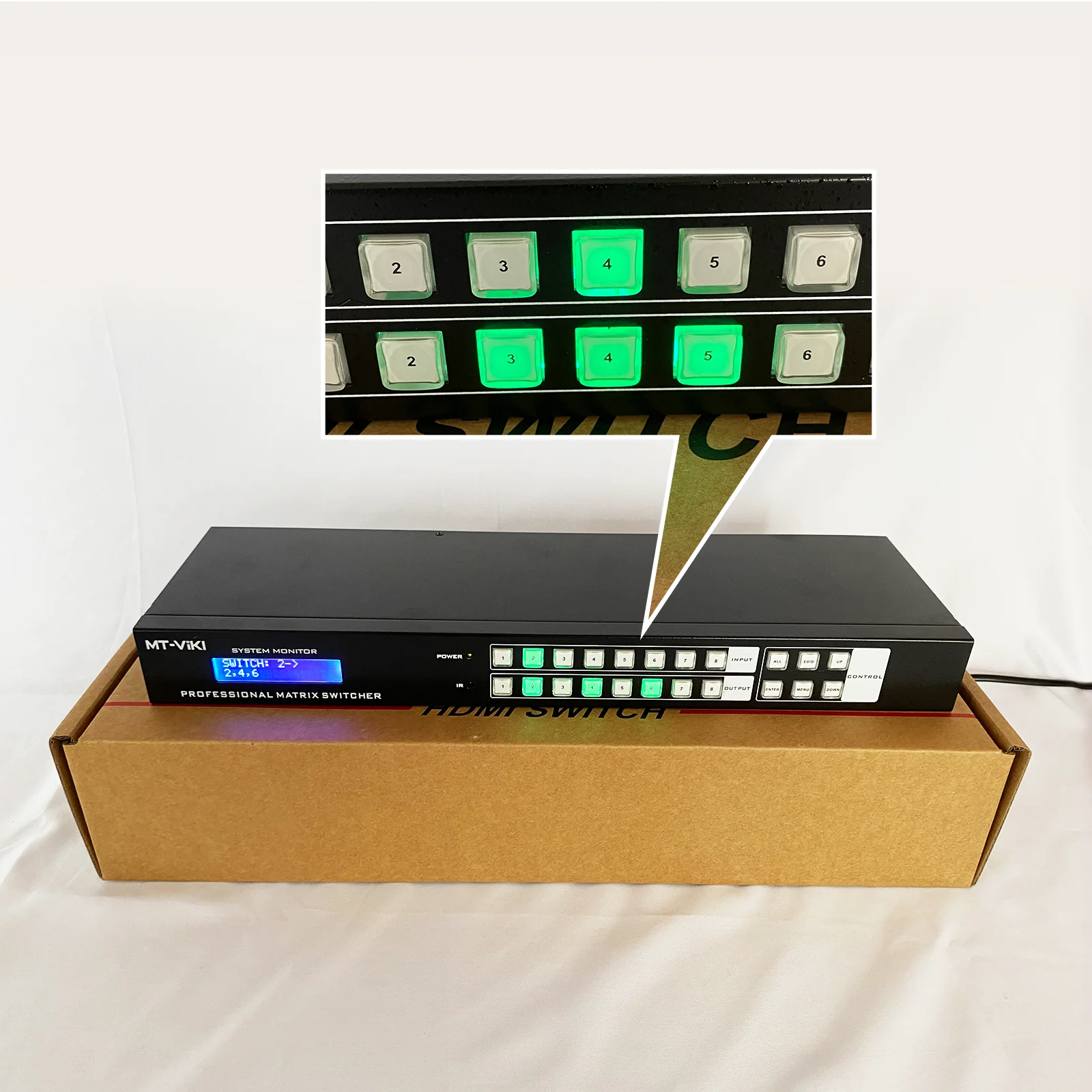 4K 30Hz Video HDMI Matrix 8x8, MT-ViKI HDMI Matrix Switcher Splitter 4 in 4 Out with Web GUI AA