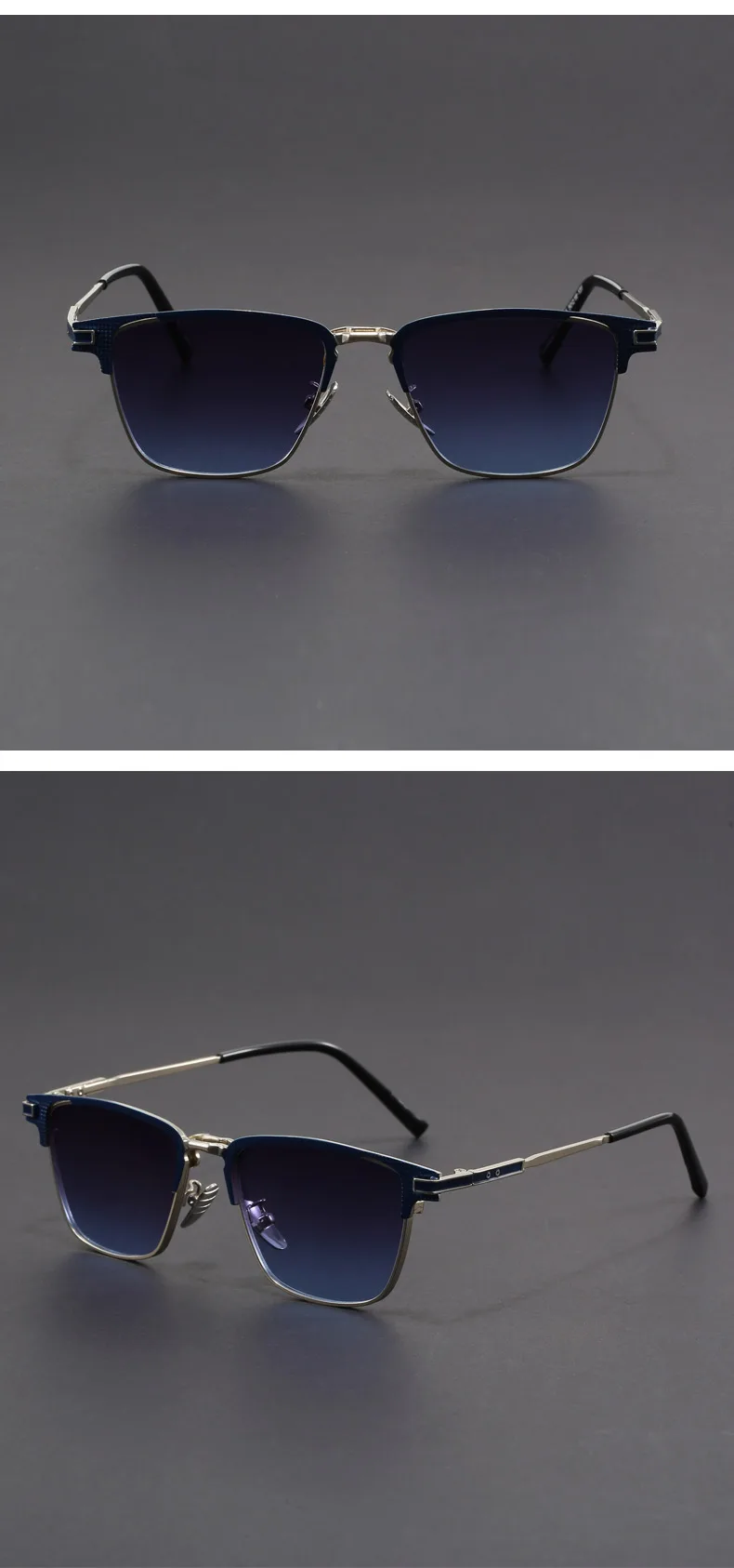 Neue Metall Quadratische Sonnenbrille Halbrahmen Polarisierte Sonnenbrille Herren Damen Luxusmarke Designer Sonnenbrillen Männlich Retro Rive – Detail 2