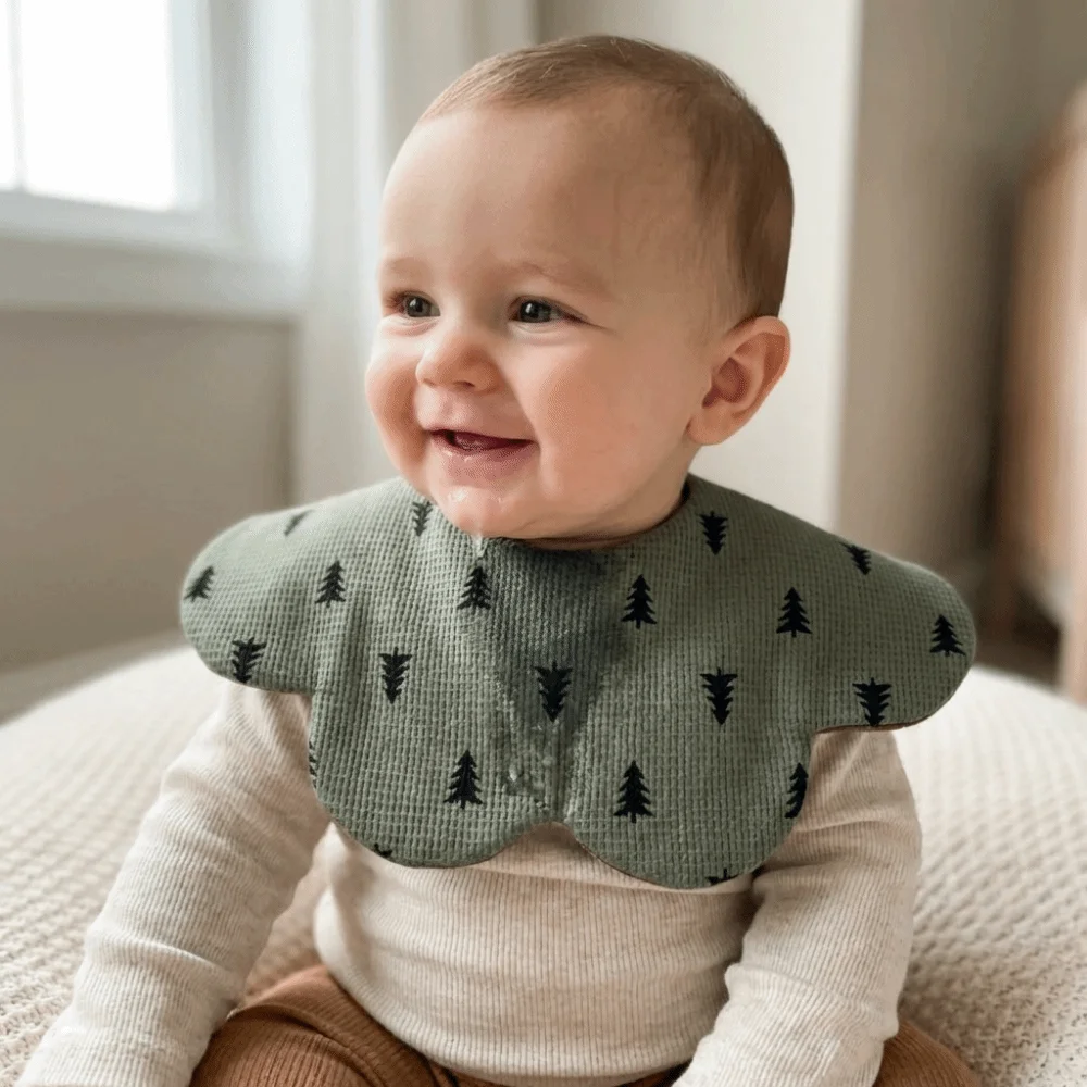 

Cartoon Baby Feeding Bib Cotton Soft Texture Baby Drool Bib Absorbent Two-sided Usable Cute Saliva Towel Infant Teething