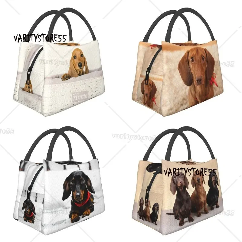 Cute Dachshund Dog Insulated Lunch Bags for Women Sausage Wiener Badger Dogs Portable Thermal Cooler Bento Box Work Travel