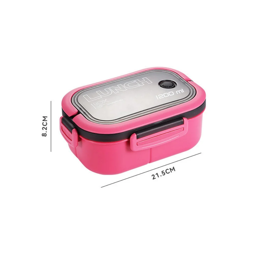 1200 ml Lunchbox, doppellagige Bento-Lunchbox mit Löffel, Gabel, tragbare Kinder-Bento-Box mit Fächern für Büro, Camping, Schule