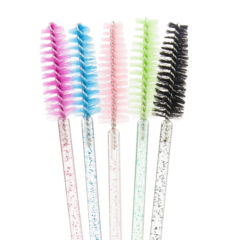 100 pçs barril de cristal lidar com escova de cílios rímel varinha extensão dos olhos sobrancelha pincéis de maquiagem descartáveis ferramentas cosméticas cílios