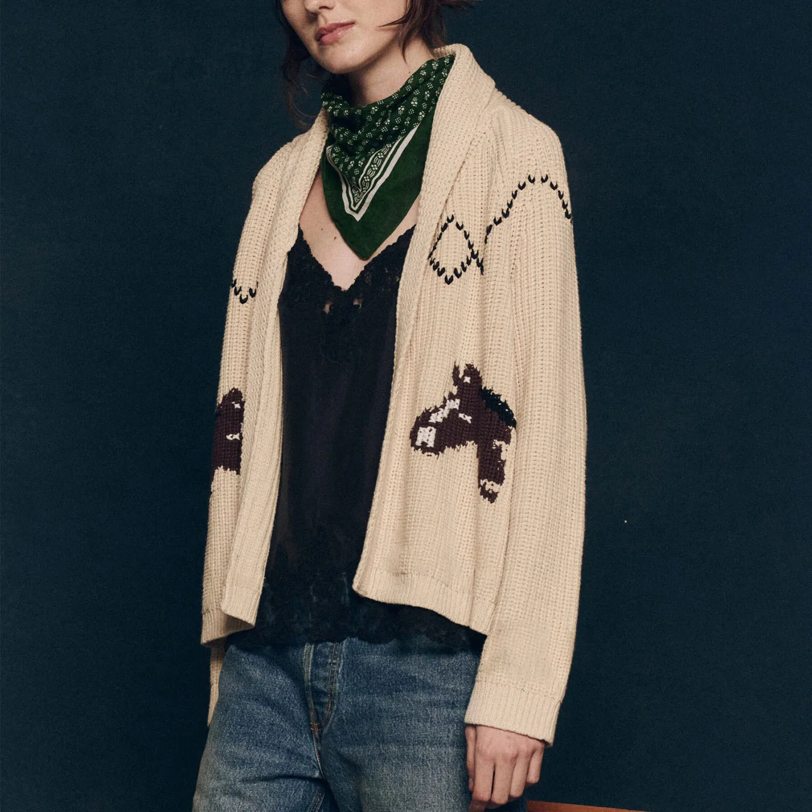 

2025 трансграничный европейский и американский осенне-зимний новый модный ретро-художественный отложной воротник, свободный повседневный вязаный кардиган