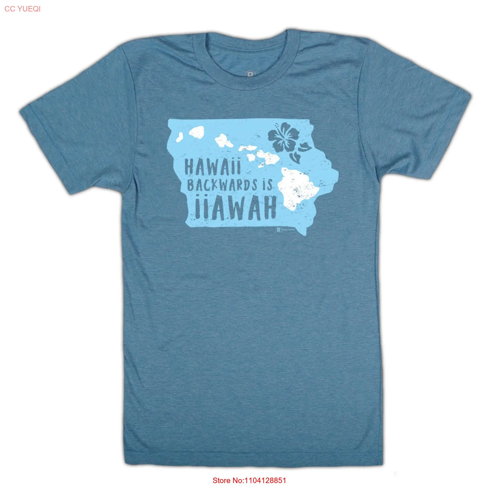 Hawaii Backwards is Iiawah Ocean Blue T Shirt long or short sleeves