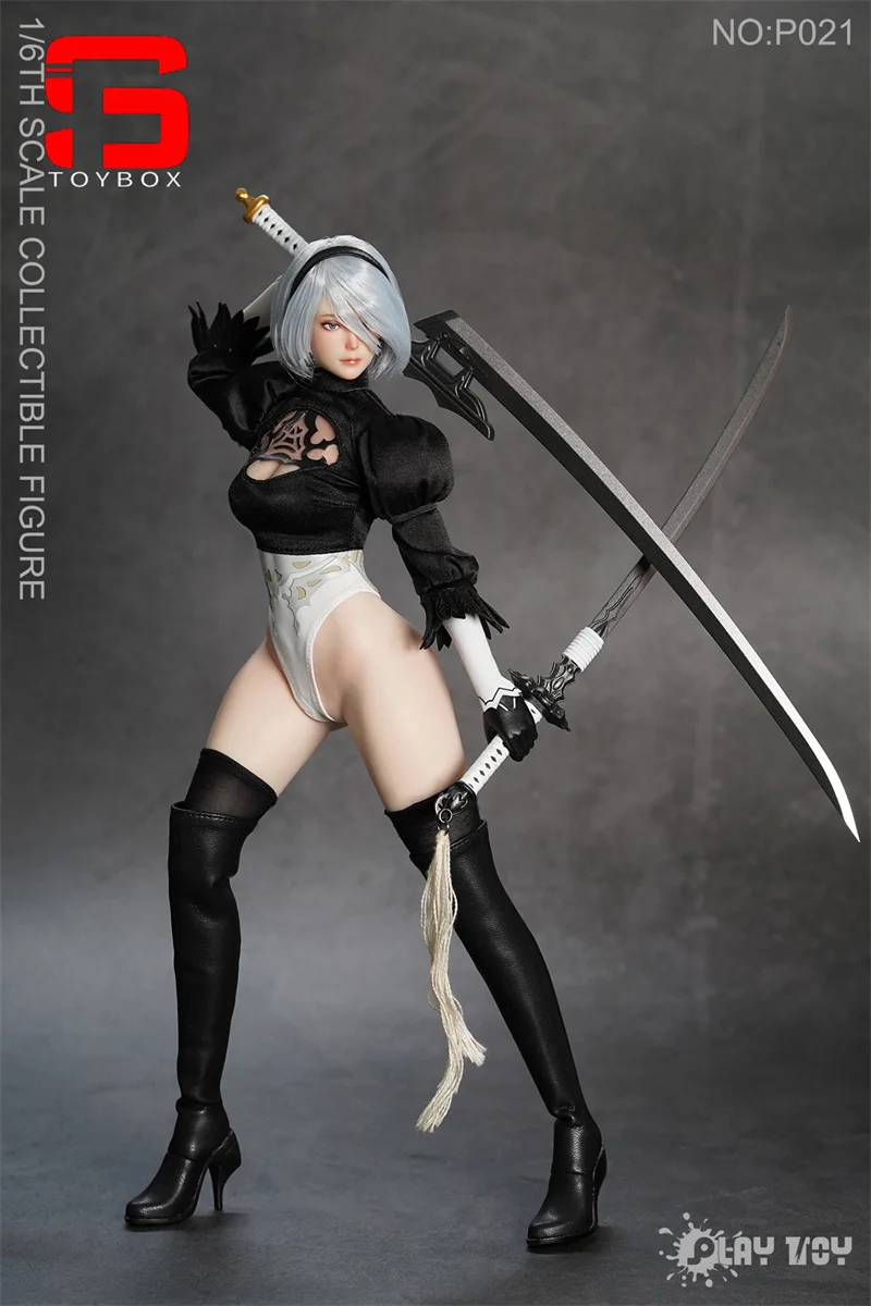 لعبة اللعب P021 1/6 2B فتاة عمل الشكل مع مقلة العين المتحركة 12 ''أنثى الجندي تمثال لعبة مجسمة للتجميع