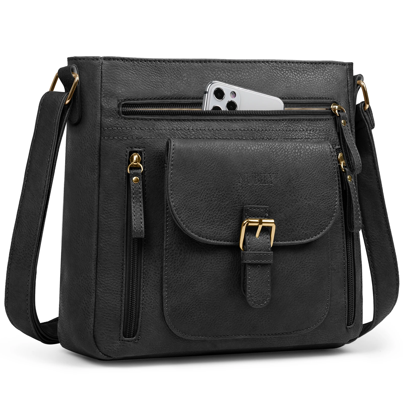 

NUBILY Crossbody Bags for Women Multi Pocket Shoulder Bags Fashion PU Leather Cross Body Purses with Adjustable Strap