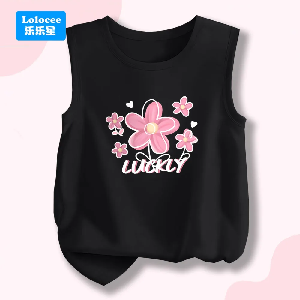 Girls' Flower Tank Top Lucky Floral Print Sleeveless T-shirt Casual Summer Cotton Vest for Baby Kids HHY1