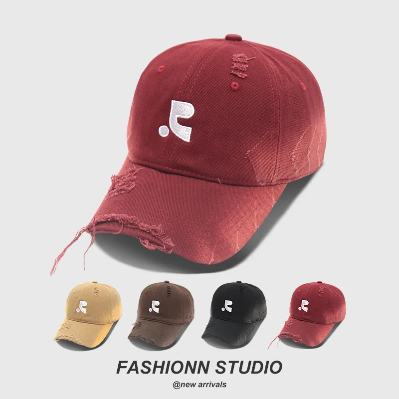 

Spring Summer Fashion Baseball Cap Women 2025 Oversized Distressed Vintage Hole Design Sun Hat Small Face Casual Outfit Visor