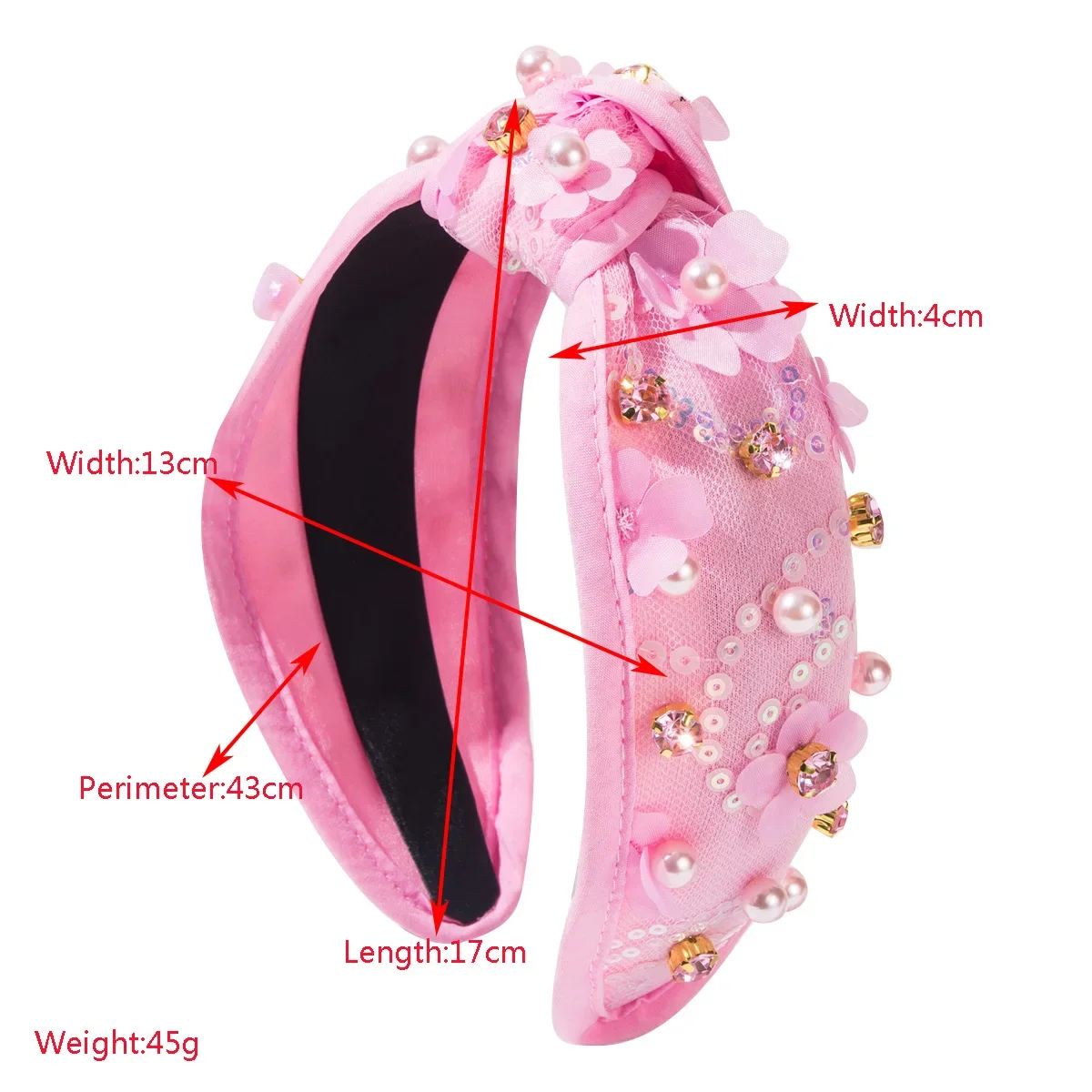 Valentine\'s Day Carnival Irish Festival Easter New Fabric Pearl Rhinestone Sequins Flower Headband