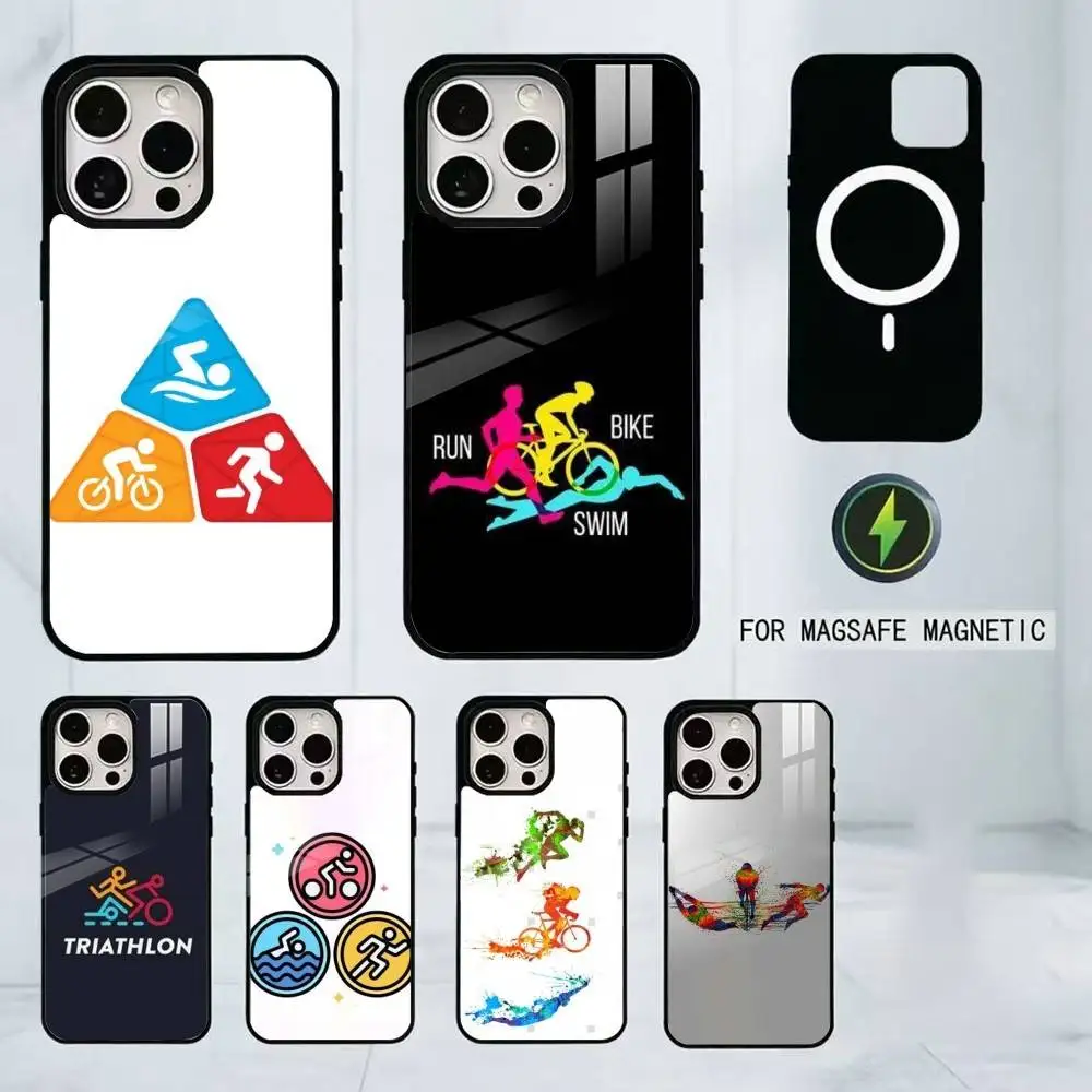 Triathlon Swim Bike Run Tri Life Phone Case For iPhone17,16,15,14,13,12,11 Plus,Pro Magnetic For Magsafe Wireless Charging