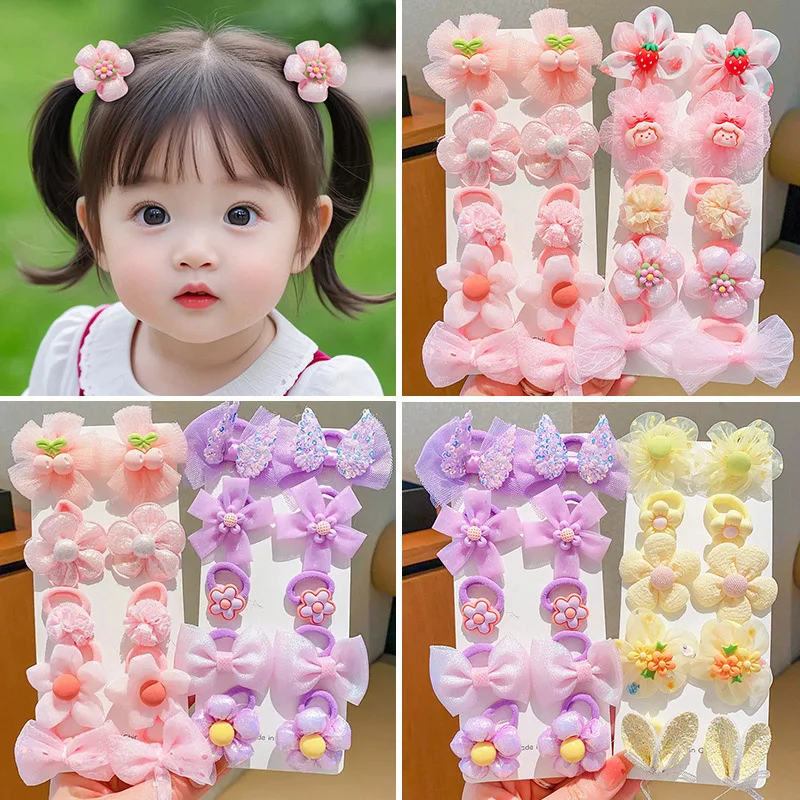 

10 шт./компл., веревки для волос с цветочным принтом для маленьких девочек, милые эластичные резинки с цветочными крыльями для детей, аксессуары для волос с головой принцессы