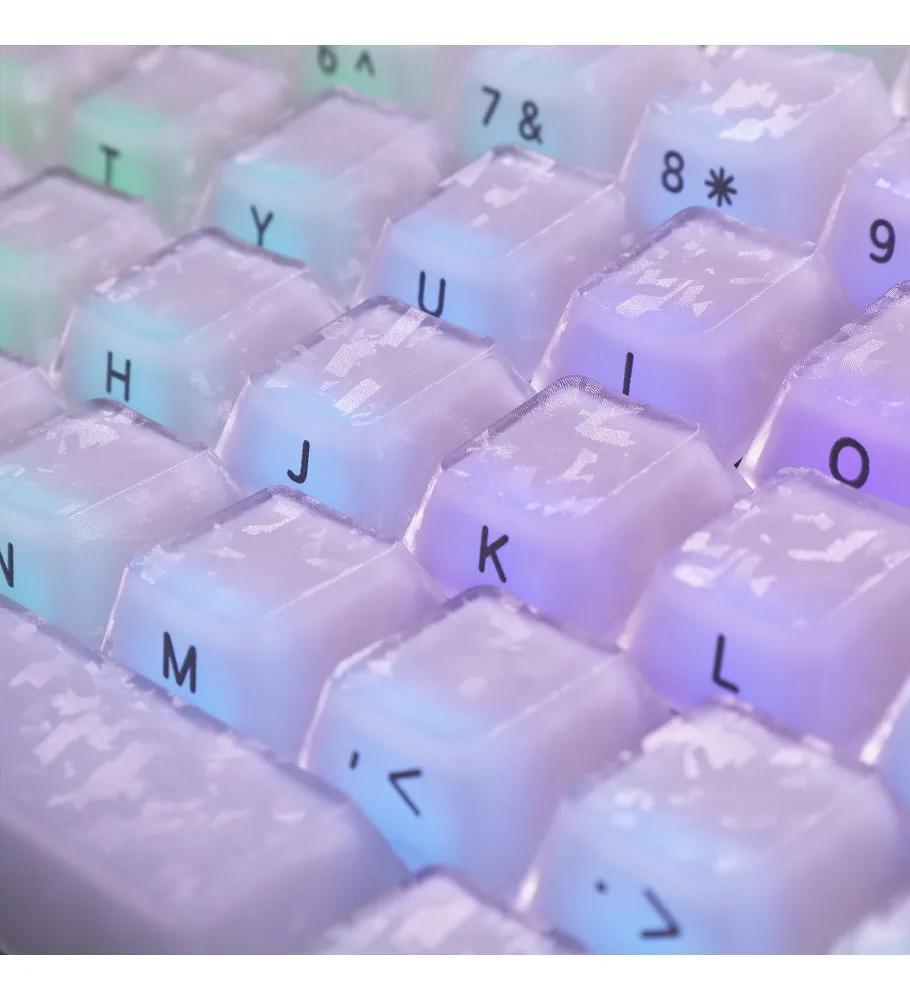 Keycap crystal jelly carbon fiber texture semi-transparent side engraved characters magnetic axis high value mechanical keyboard