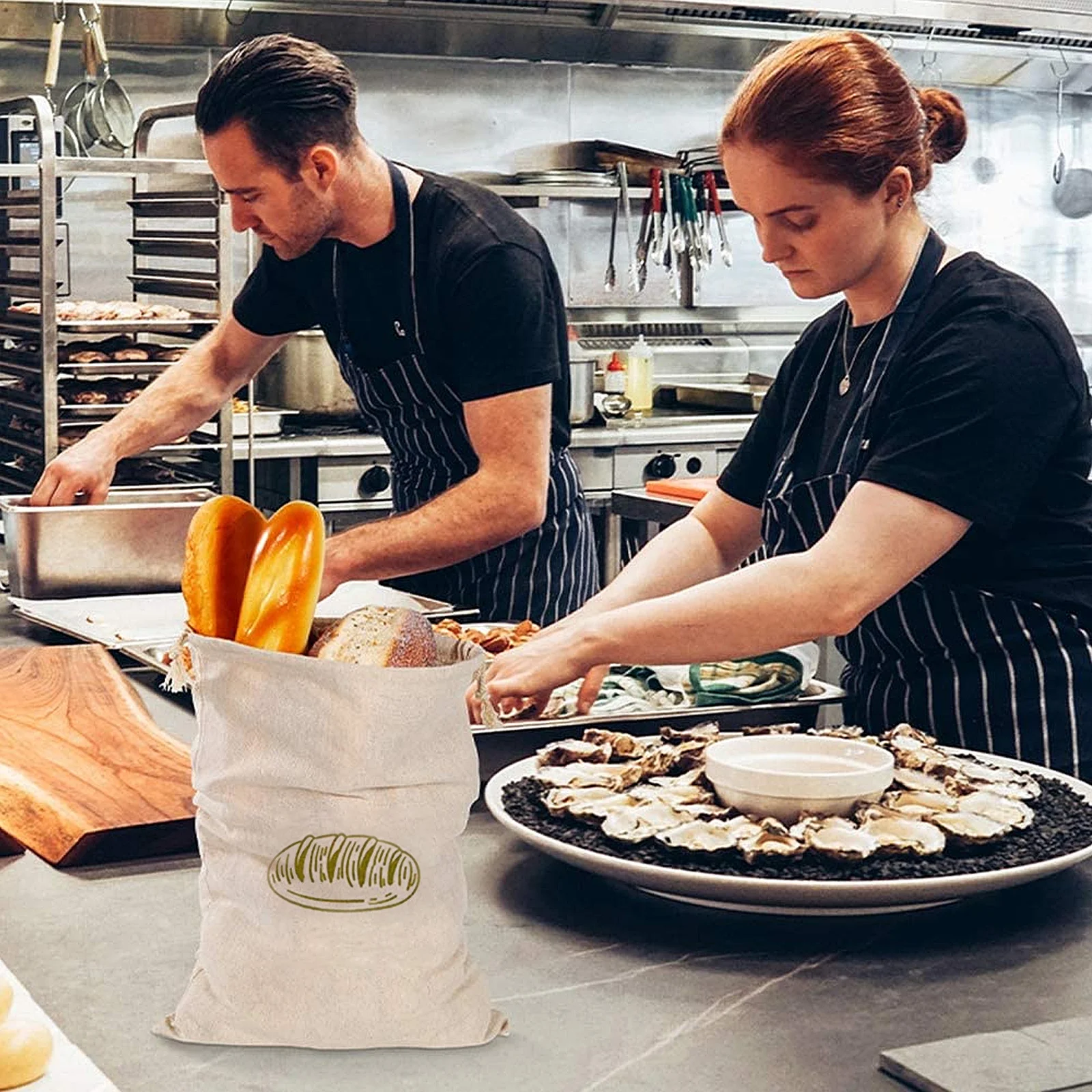 

1pc Organic Cotton Bread Bag Unbleached Linen Drawstring Pouch Reusable Storage For Loaf Grocery Dustproof Carry Easy Clean