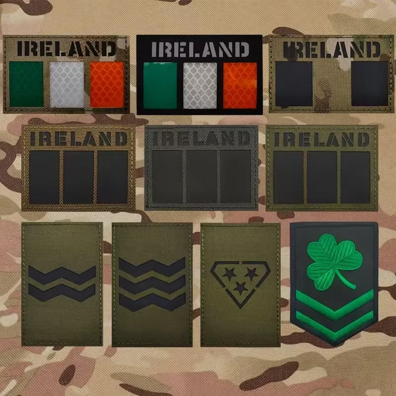 IR Infrared Reflective Ireland Flag Patches Irish Military Rank Laser Cut Tactical Military Armband With Hook and Loop