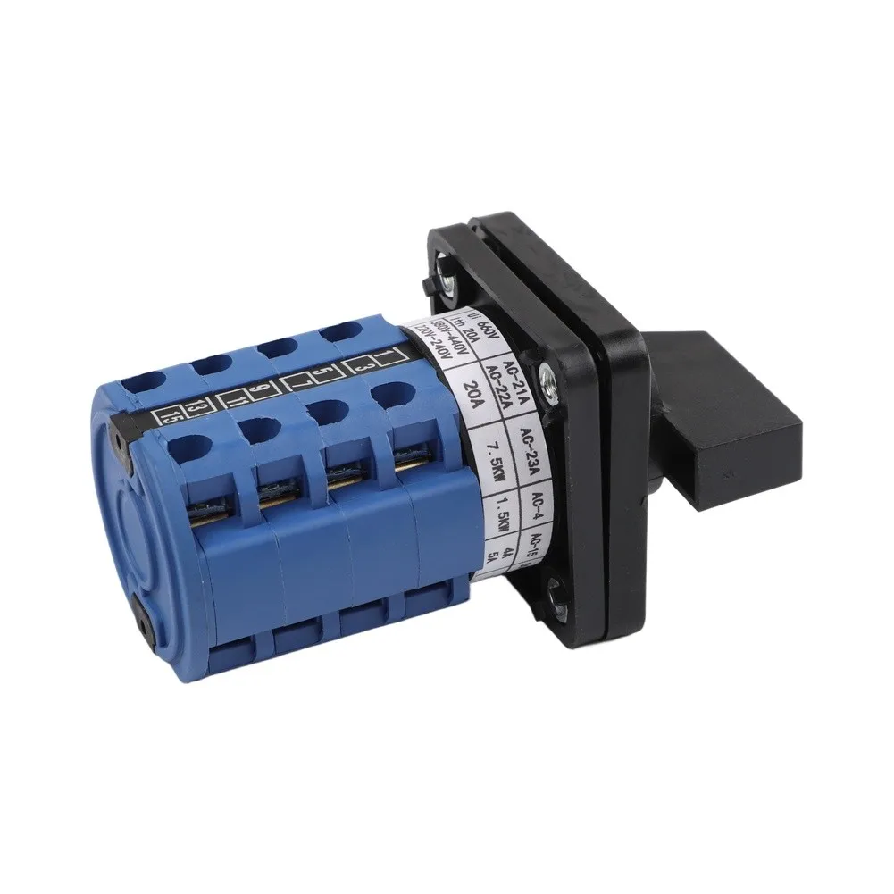 Rotary Switch 660V 20 Amp Cam Transfer 3 Position 4 Poles 16 Terminals for Textile Equipment and Power Device Applications