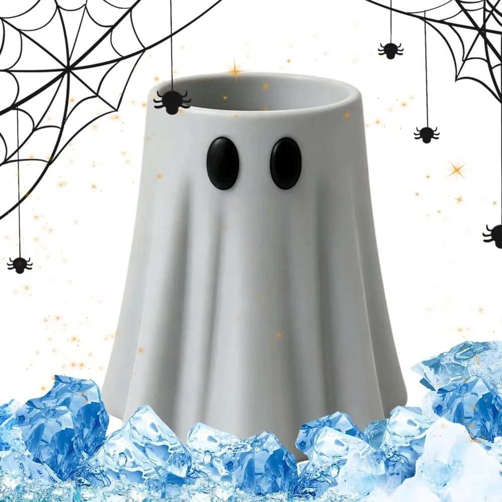 3D Printed Halloween Ghost Can Sleeve Spooky Shaped Reusable Ghost Beverage Cooler 8/12/16 Oz Insulated Ghost Can Cozy