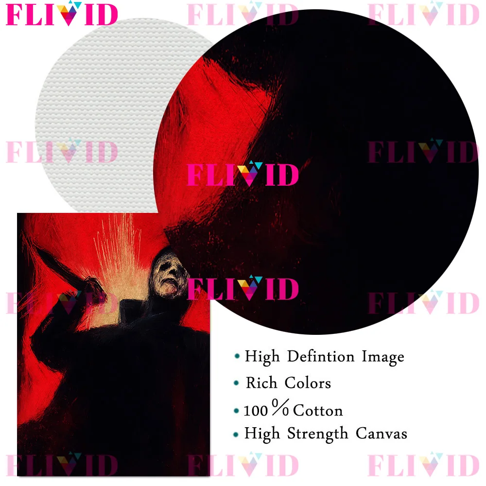 شخصيات فيلم الرعب خمر الرسم على لوحات القماش الجدارية ، مخيف شيطان القاتل العتيقة ملصق فني وطباعة ديكور المنزل غير المؤطرة