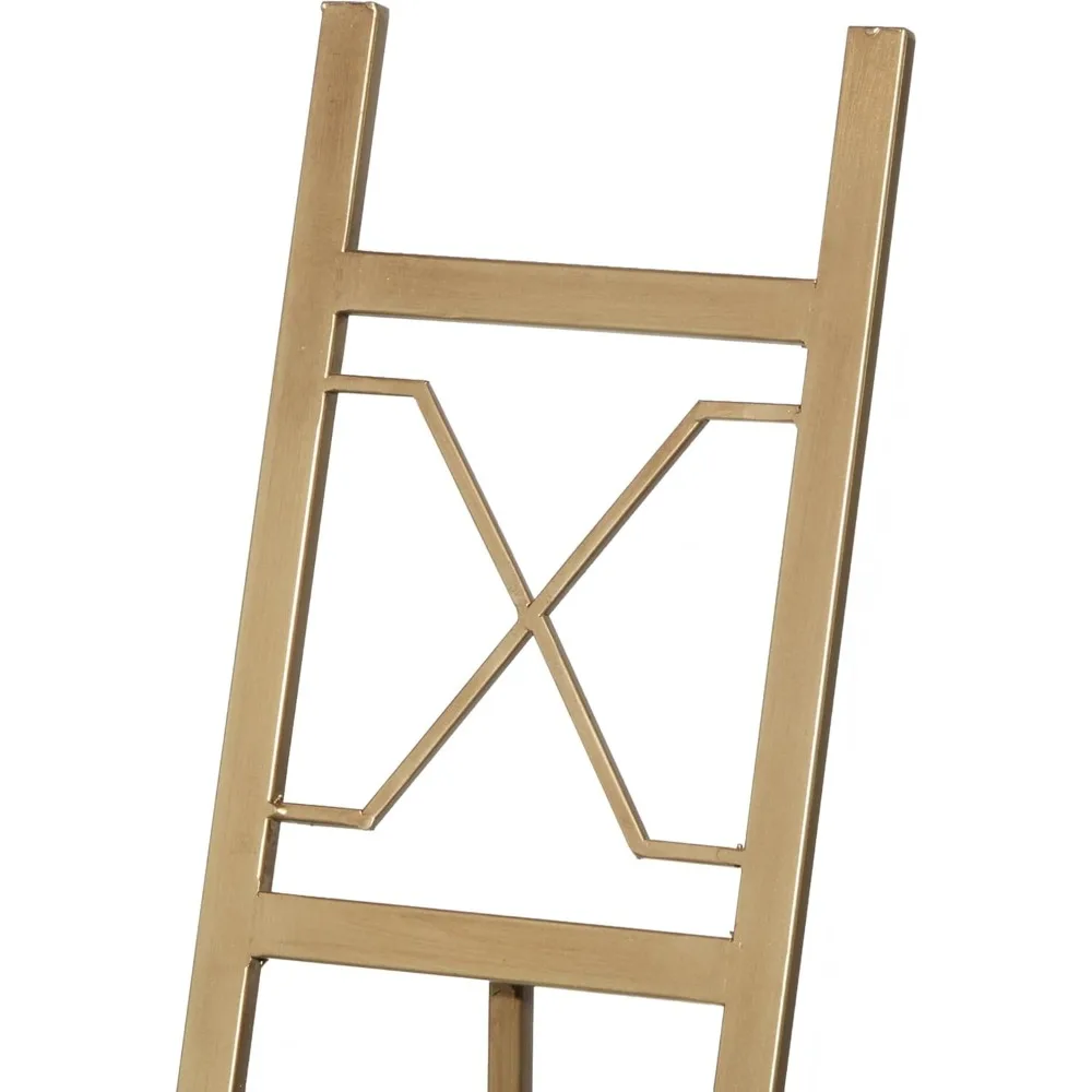 Large Adjustable 3-Tier Metal Display Easel Stand Gold Floor Standing with Chain Support for Art Decor