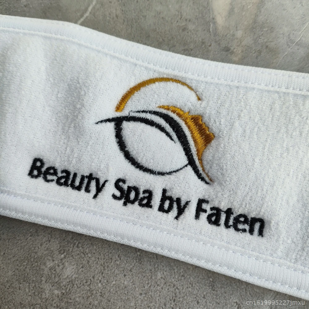 AHSNME, 10 Uds., banda para el cabello con logotipo bordado personalizado, toalla para salón de belleza, letras monograma para baño, diademas para Spa, toallas de microfibra