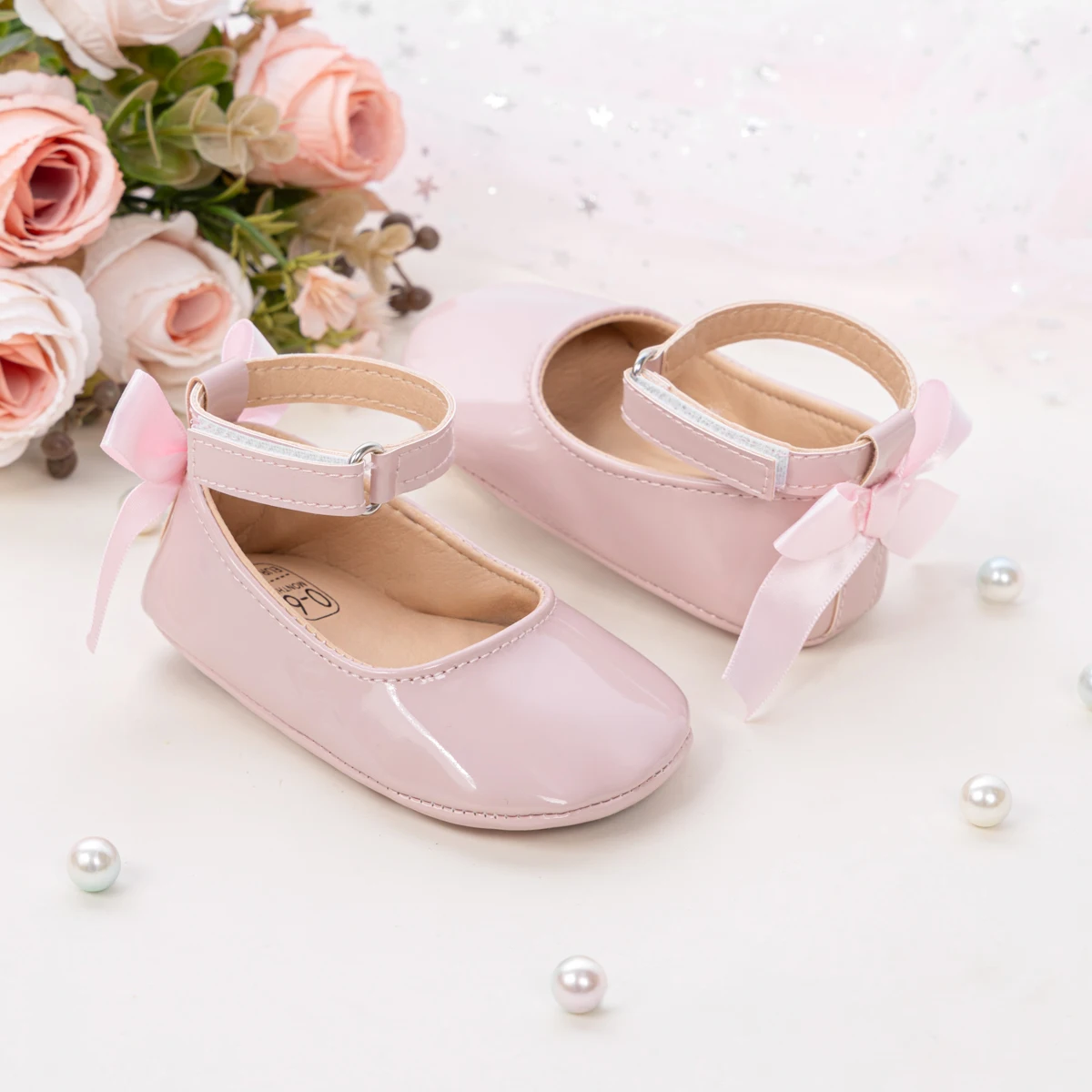 Baby Mädchen Mary Jane Ballerinas aus Lackleder mit Schleife, Prinzessinnen-Kleiderschuhe, rutschfeste weiche Sohle, für Kleinkinder, Prewalker, Party – Detail 16