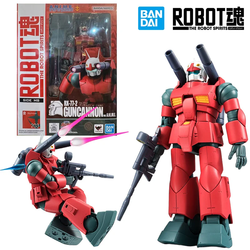 Bandai The Robot Spirits RX-77-2 Gun Cannon Ver. A.N.I.M.E. 14Cm Original Action Figure Gundam Model Kit Toy Gift Collection