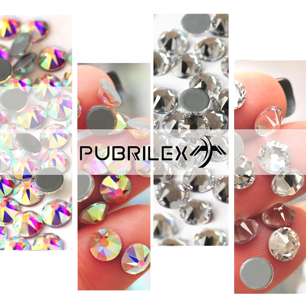 Pubrilex 2088HF Crystal AB/Clear Hotfix Flatback Rhinestones Brillant Glue on Strass for Wedding Dress Garment Decoration