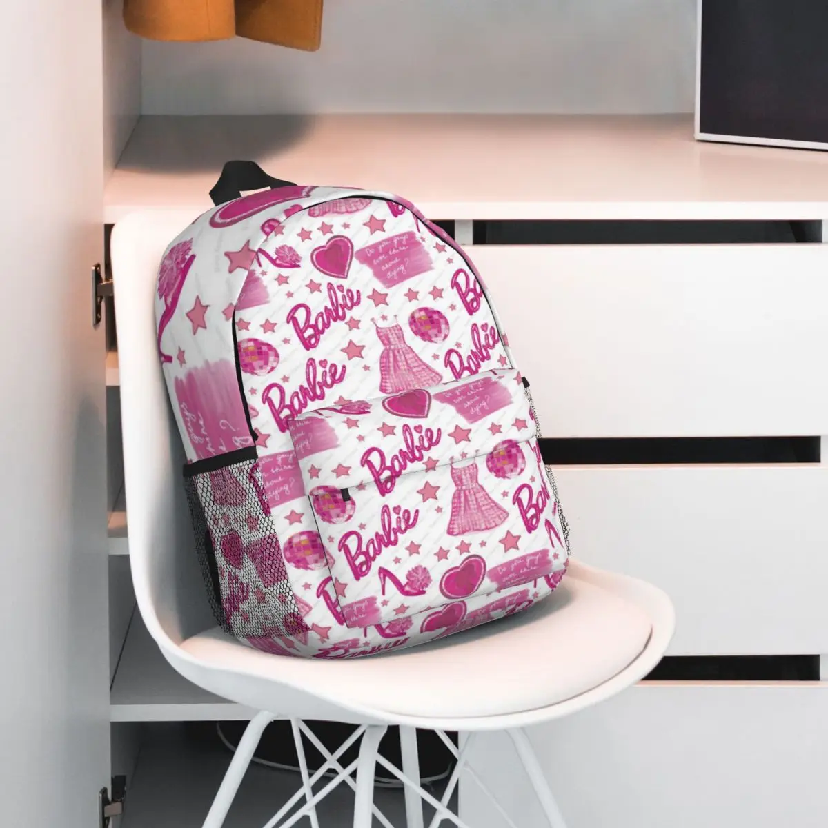 Barbie-mochila escolar informal ligera con estampado para la escuela, compras al aire libre, oficina, 15 pulgadas