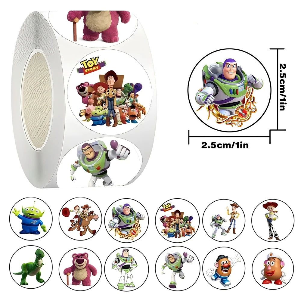 

500pcs/Roll Disney Anime Toy Story Stickers Roll DIY Laptop Phone Luggage Decoration Sealing Label Stationery Sticker Kids Toys
