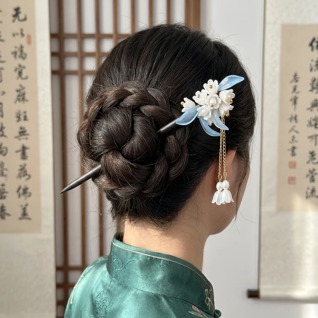 Chinese Style Traditional Hairpin Lily of Valley Tassel Hair Sticks Elegant Hair Accessory for Women Hanfu Cheongsam Wedding view 4