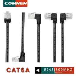 COMNEN Cat6a RJ45 90 Degree Angle Ethernet Cable Slim Patch Cord Lan Cable UTP RJ 45 for Patch Panel to Switch Flexiable