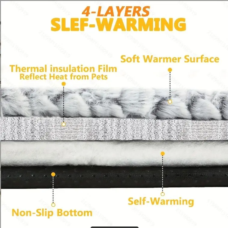 Self Warming Cat Bed, Soft Cat Dog Pet Heating Pad for Indoor Outdoor, Washable Non-Slip Heated Cat Mat Thermal Blanket