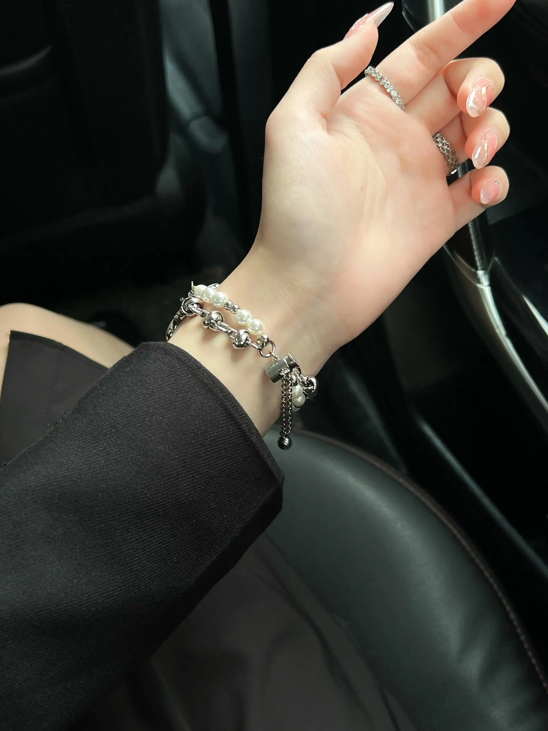 حزام حلقة معدنية من الخرز لساعة أبل للنساء 38 مم 40 مم 41 مم 42 مم 44 مم 45 مم 46 مم 49 مم