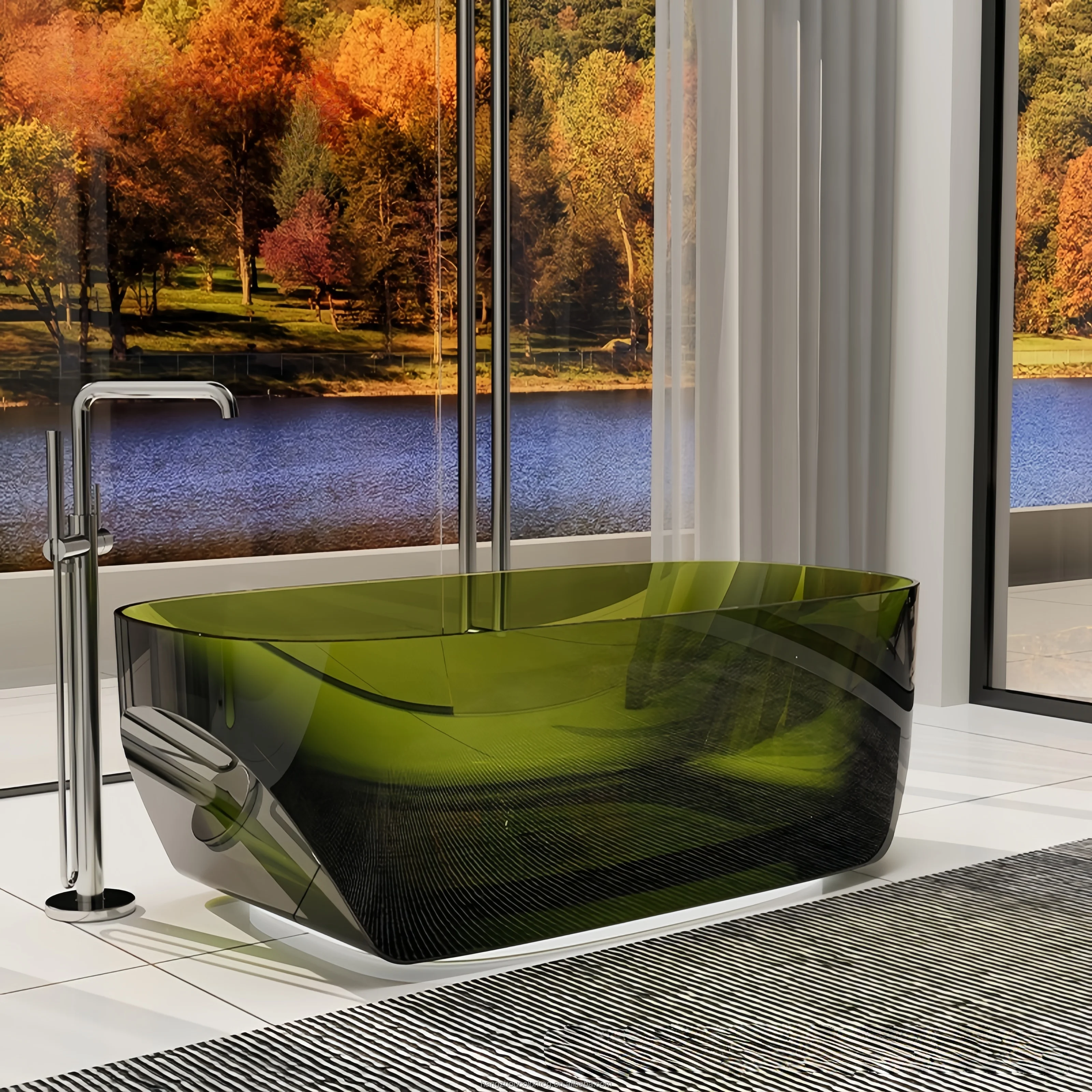 %* Modern Freestanding Resin Bathtub Indoor Use Various Colors Eco-Friendly & Durable Oval Shape Transparent Design